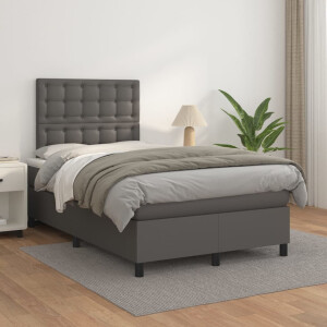 vidaXL Boxspring met matras kunstleer grijs 120x200 cm