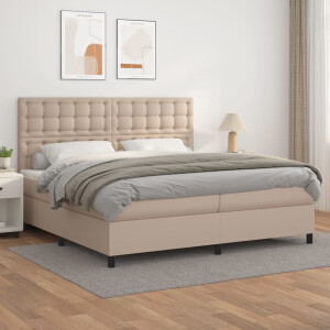 vidaXL Boxspring met matras kunstleer cappuccinokleurig 200x200 cm