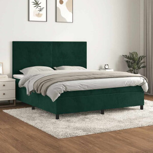 vidaXL Boxspring met matras fluweel donkergroen 160x200 cm