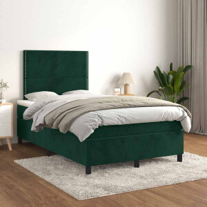 vidaXL Boxspring met matras fluweel donkergroen 120x200 cm