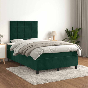 vidaXL Boxspring met matras fluweel donkergroen 120x200 cm