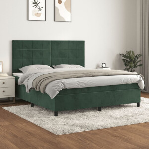 vidaXL Boxspring met matras fluweel donkergroen 160x200 cm