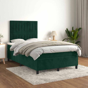 vidaXL Boxspring met matras fluweel donkergroen 120x200 cm