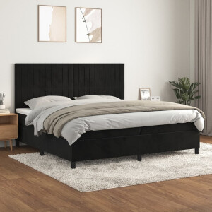 vidaXL Boxspring met matras fluweel zwart 200x200 cm