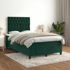 vidaXL Boxspring met matras fluweel donkergroen 120x200 cm