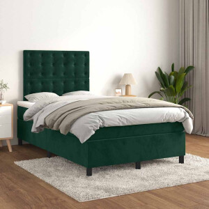 vidaXL Boxspring met matras fluweel donkergroen 120x200 cm