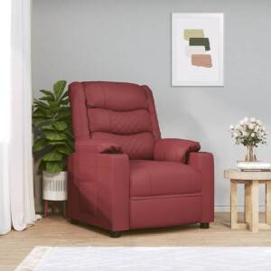 vidaXL Fauteuil verstelbaar elektrisch kunstleer wijnrood