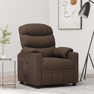vidaXL Fauteuil verstelbaar elektrisch stof donkerbruin