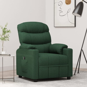 vidaXL Fauteuil verstelbaar elektrisch stof donkergroen