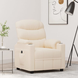 vidaXL Fauteuil verstelbaar elektrisch stof crèmekleurig