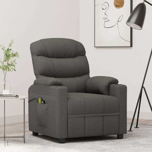 vidaXL Massagestoel elektrisch stof donkergrijs