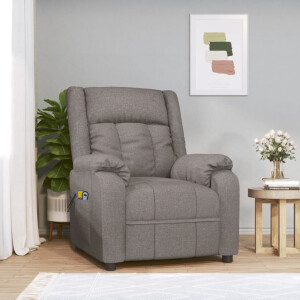 vidaXL Massagestoel elektrisch stof taupe