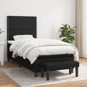 vidaXL Boxspring met matras stof zwart 80x200 cm