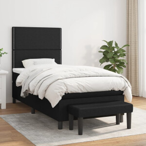 vidaXL Boxspring met matras stof zwart 90x200 cm