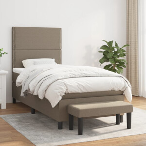 vidaXL Boxspring met matras stof taupe 90x200 cm