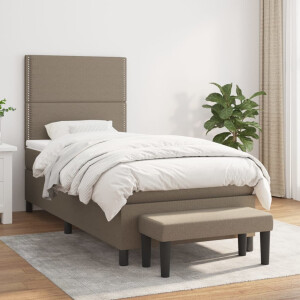 vidaXL Boxspring met matras stof taupe 100x200 cm