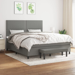 vidaXL Boxspring met matras stof donkergrijs 180x200 cm