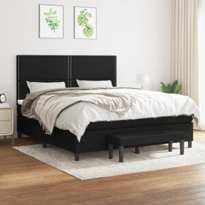 vidaXL Boxspring met matras stof zwart 180x200 cm
