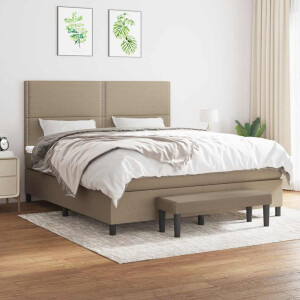 vidaXL Boxspring met matras stof taupe 180x200 cm