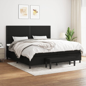 vidaXL Boxspring met matras stof zwart 200x200 cm