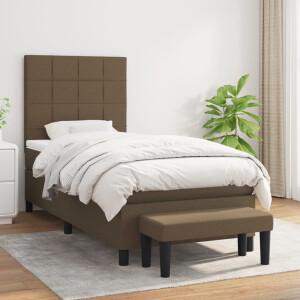 vidaXL Boxspring met matras stof donkerbruin 80x200 cm