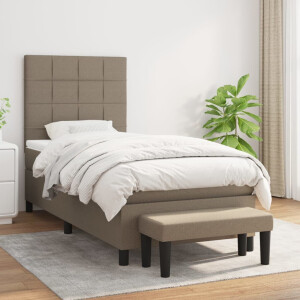 vidaXL Boxspring met matras stof taupe 80x200 cm