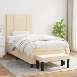 vidaXL Boxspring met matras stof crèmekleurig 80x200 cm