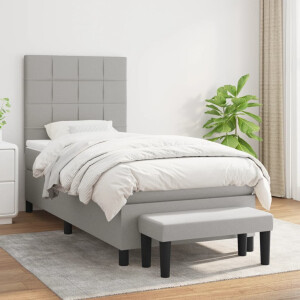vidaXL Boxspring met matras stof lichtgrijs 90x200 cm