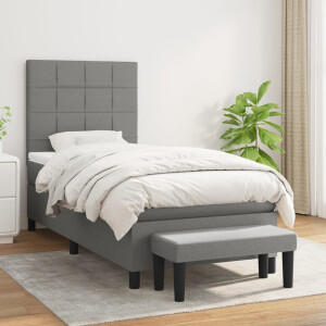 vidaXL Boxspring met matras stof donkergrijs 90x200 cm