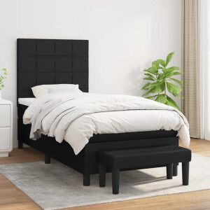 vidaXL Boxspring met matras stof zwart 90x200 cm