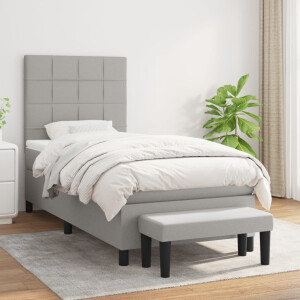 vidaXL Boxspring met matras stof lichtgrijs 100x200 cm