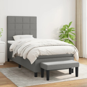 vidaXL Boxspring met matras stof donkergrijs 100x200 cm