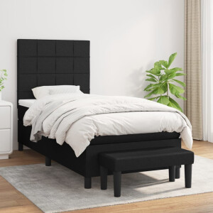 vidaXL Boxspring met matras stof zwart 100x200 cm