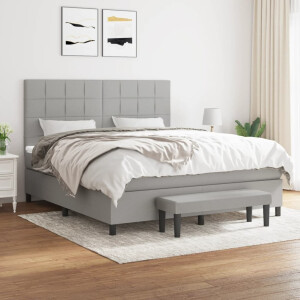 vidaXL Boxspring met matras stof lichtgrijs 160x200 cm