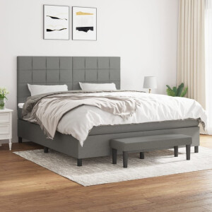 vidaXL Boxspring met matras stof donkergrijs 160x200 cm