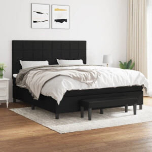 vidaXL Boxspring met matras stof zwart 160x200 cm