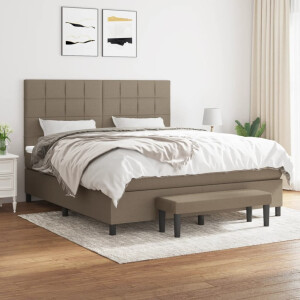 vidaXL Boxspring met matras stof taupe 160x200 cm