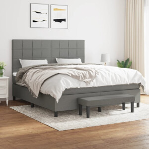 vidaXL Boxspring met matras stof donkergrijs 180x200 cm