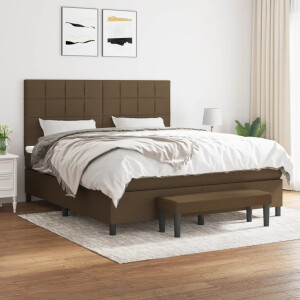 vidaXL Boxspring met matras stof donkerbruin 180x200 cm