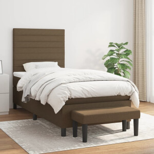 vidaXL Boxspring met matras stof donkerbruin 80x200 cm