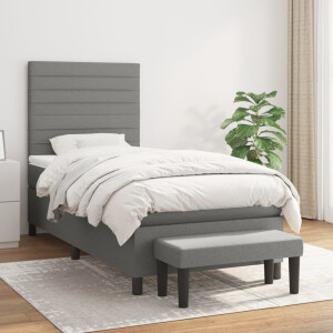 vidaXL Boxspring met matras stof donkergrijs 90x190 cm