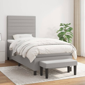 vidaXL Boxspring met matras stof lichtgrijs 90x200 cm