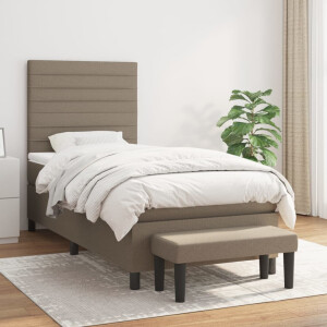 vidaXL Boxspring met matras stof taupe 90x200 cm