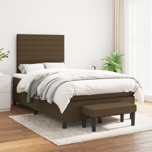 vidaXL Boxspring met matras stof donkerbruin 120x200 cm