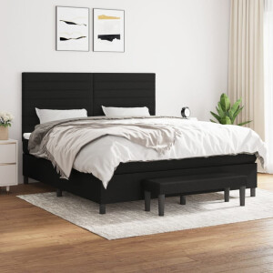 vidaXL Boxspring met matras stof zwart 160x200 cm