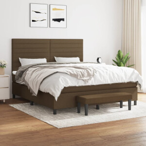 vidaXL Boxspring met matras stof donkerbruin 160x200 cm
