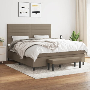 vidaXL Boxspring met matras stof taupe 160x200 cm