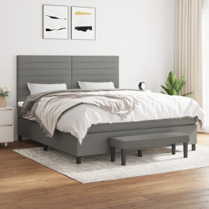 vidaXL Boxspring met matras stof donkergrijs 180x200 cm