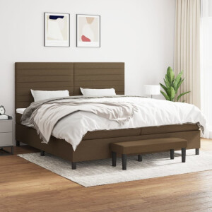 vidaXL Boxspring met matras stof donkerbruin 200x200 cm