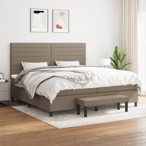 vidaXL Boxspring met matras stof taupe 200x200 cm